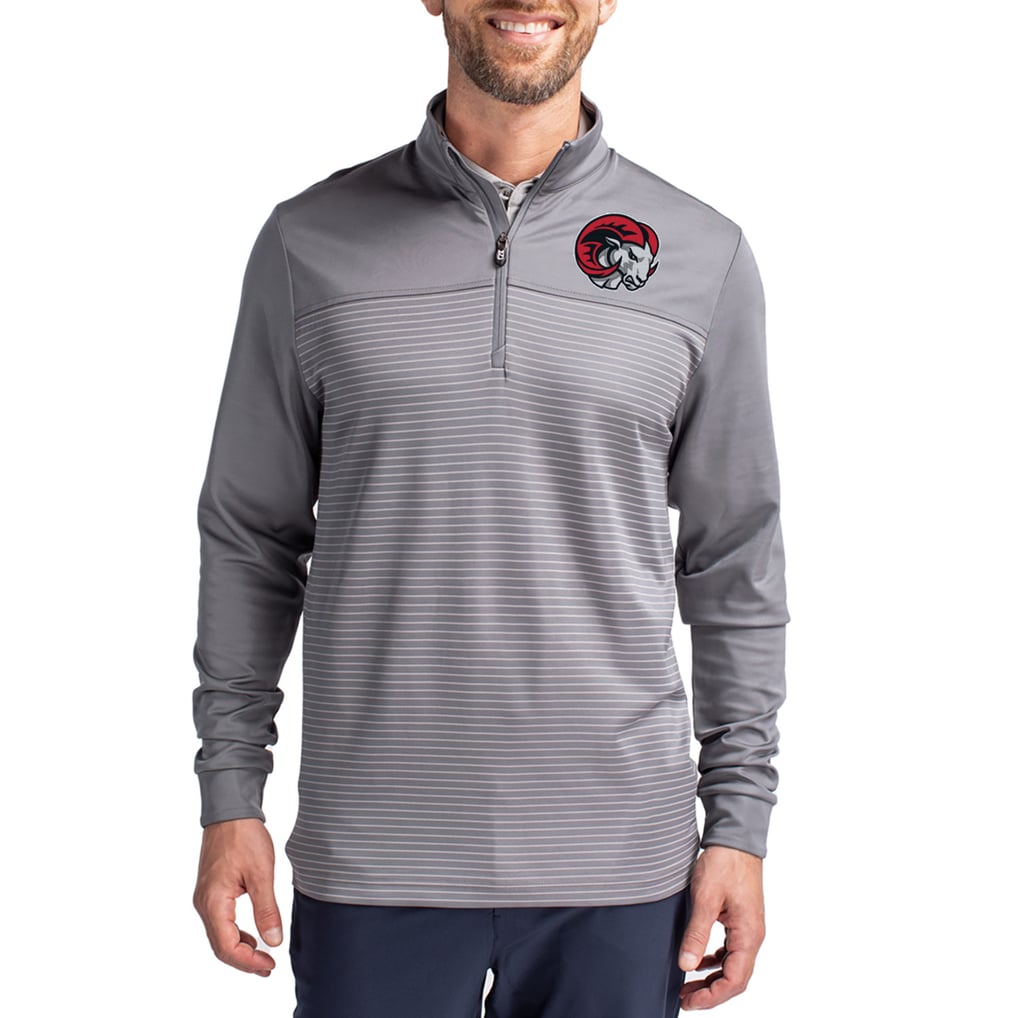  Winston-Salem State Rams Cutter & Buck Traverse Stretch Eco Stripe DryTec Tri-Blend Quarter-Zip Pullover - Gray